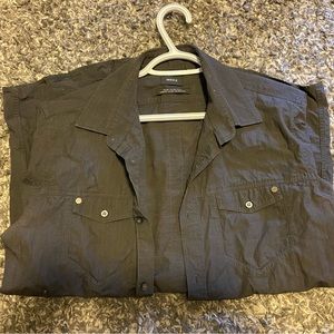 Mexx semi slim fit button up short sleeve shirt dark gray